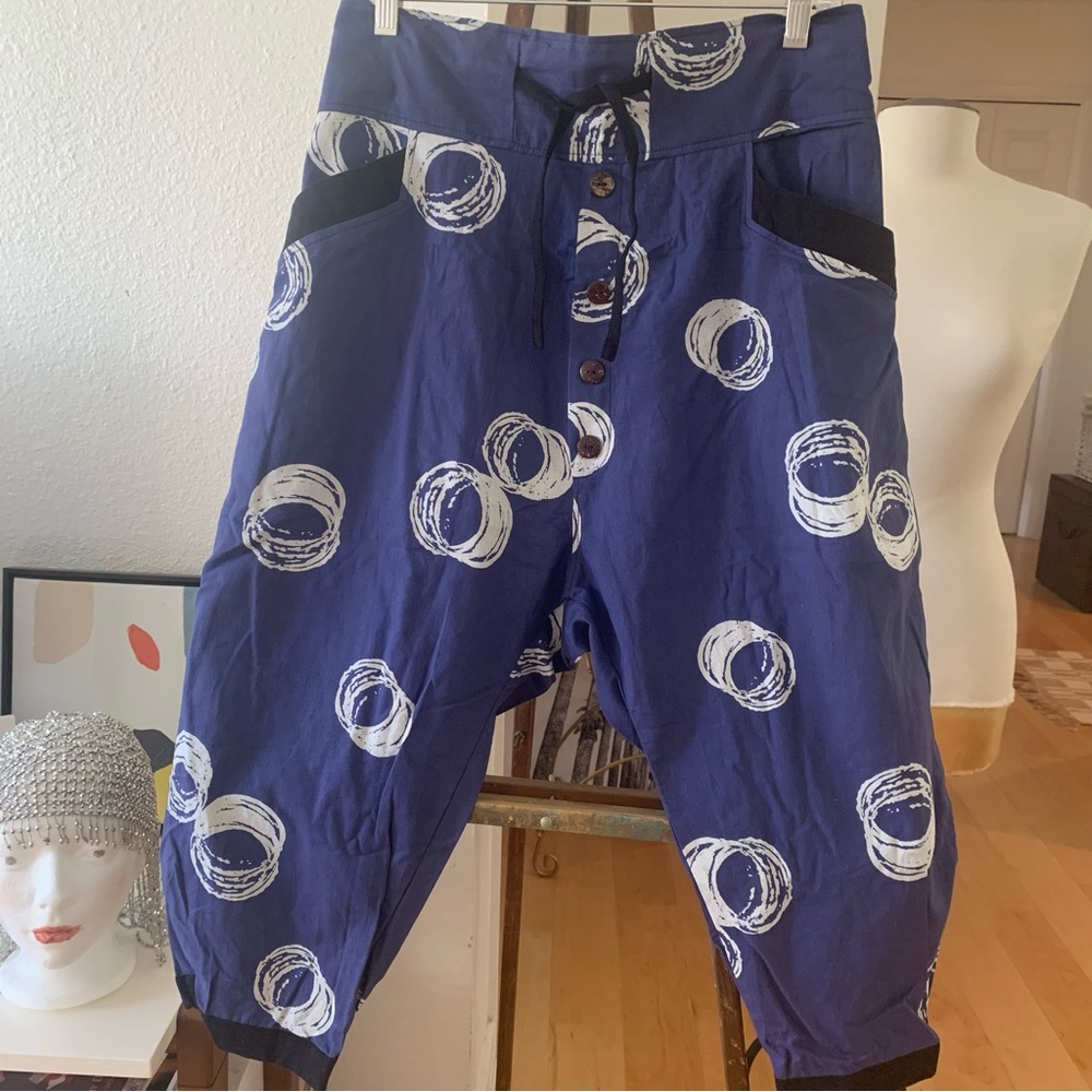 Harempants by harempants.com in blue, white, and black.  100% Cotton.